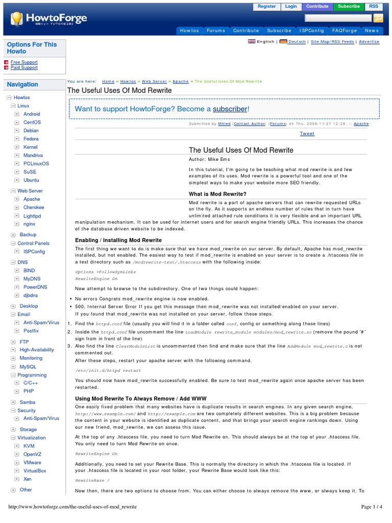 .Htaccess File Not Working Then Enable Mod Rewrite Centos | PDF ...