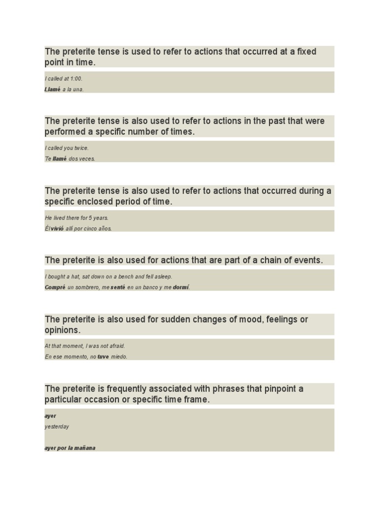 Understanding the Preterite Tense | PDF