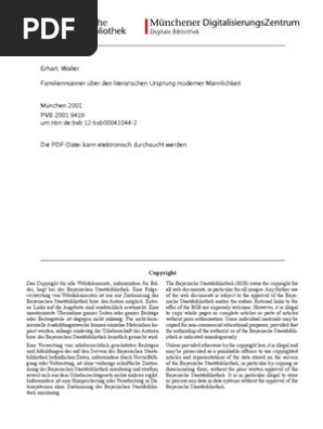 Erhart Walter Familienmanner Uber Den Literarischen Ursprung