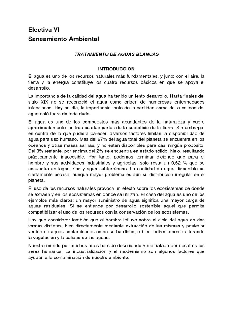 Tratamiento y Calidad del Agua | PDF
