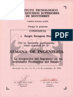 Constancia Semana de Ingeniería ITESM 1994