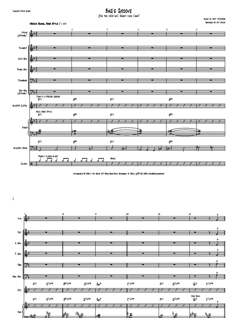 BagsGrooveSampleScore.pdf Jazz Musical Compositions