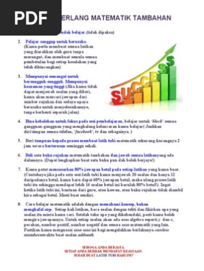 8 Tips Cemerlang Matematik Tambahan Pdf
