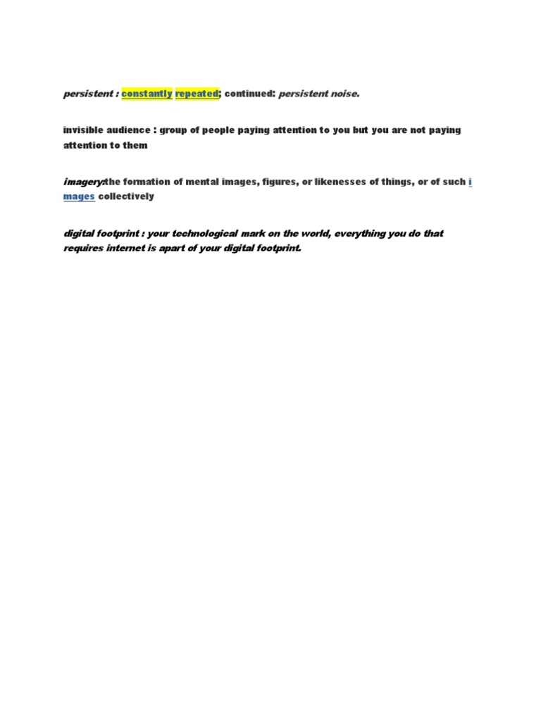 Key Terms: Persistence, Audience, Imagery | PDF | Social Science | Art
