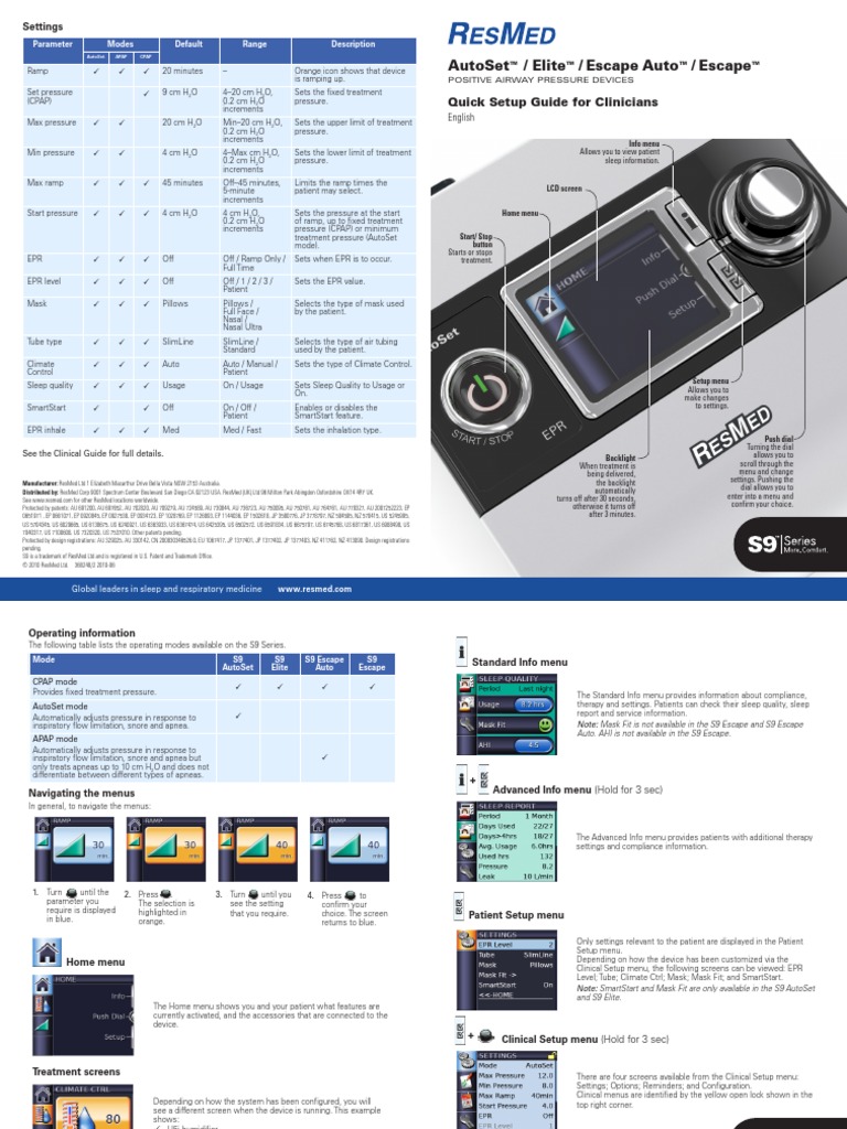 ResMed s9 Series Setup Guide PDF Clinical Medicine Medicine