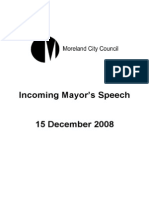 Moreland Mayor's Speech 2008