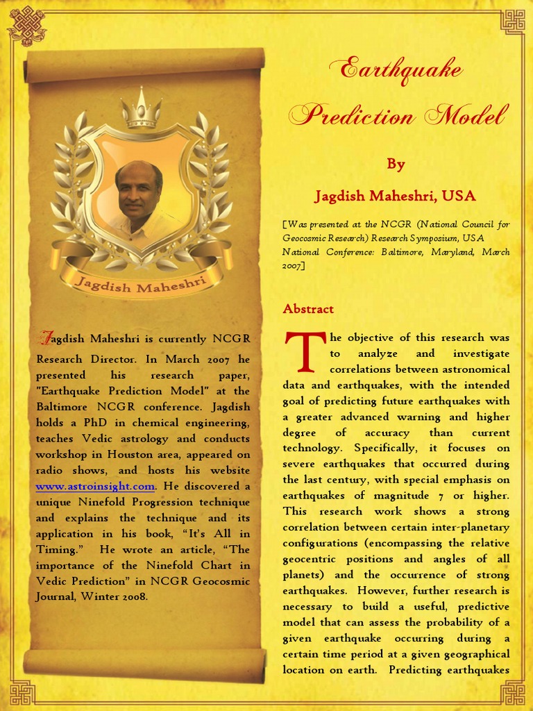 Earthquake Prediction Model Pdf Prediction Earthquakes