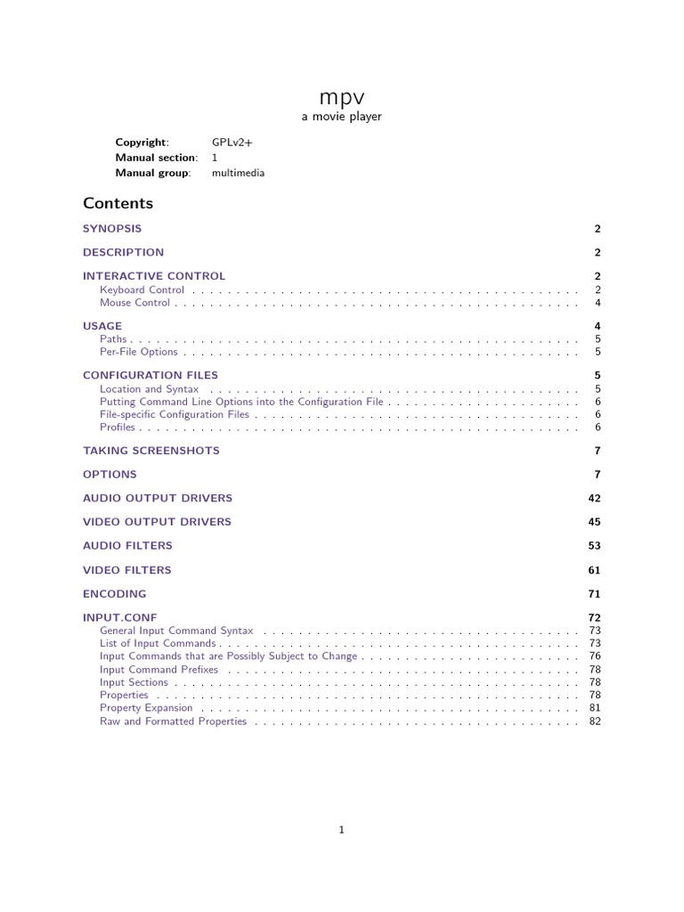Manual MPV PDF Codec Command Line Interface
