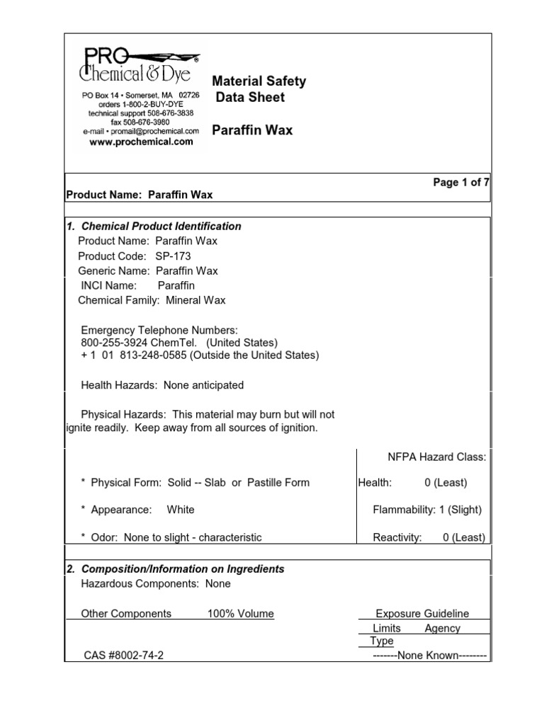 Paraffin Wax 2 Hazardous Waste Personal Protective Equipment