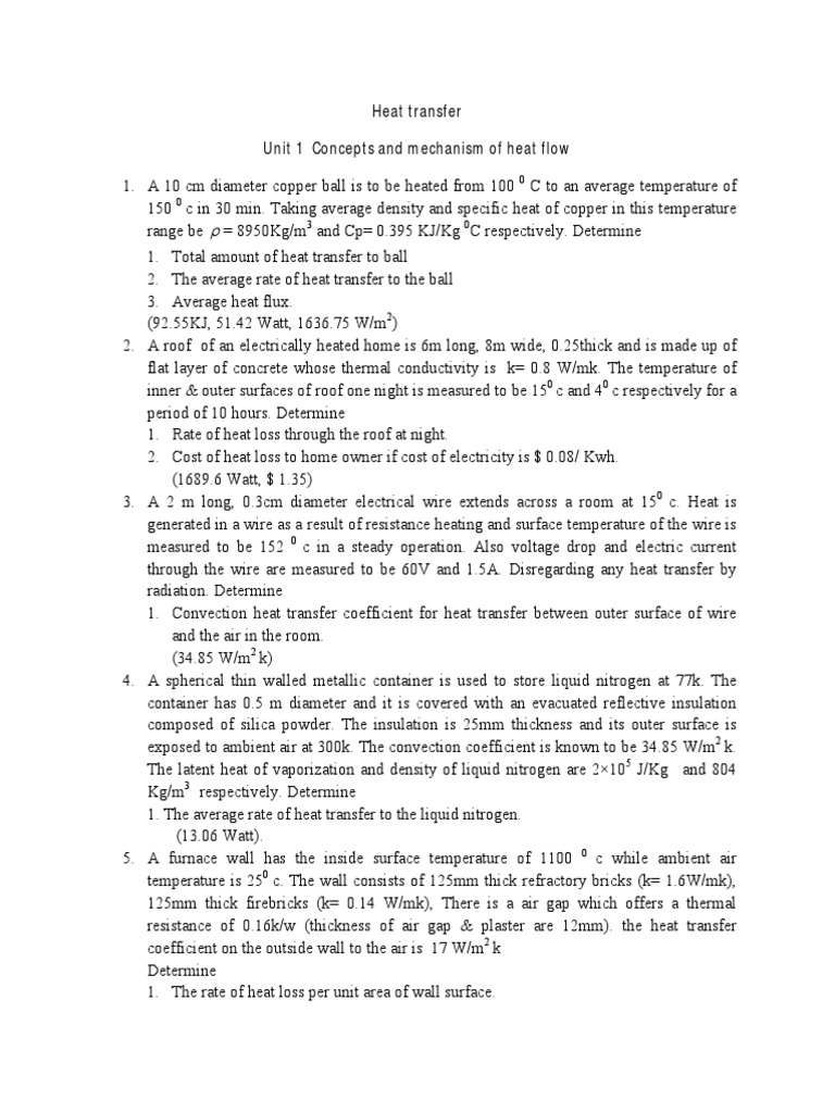 Heat Transfer Calculations and Analysis | PDF | Heat Transfer | Thermal ...