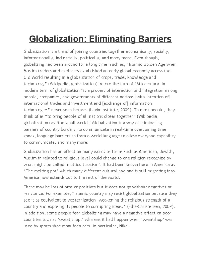Globalization - Eliminating Barriers | PDF | Globalization ...