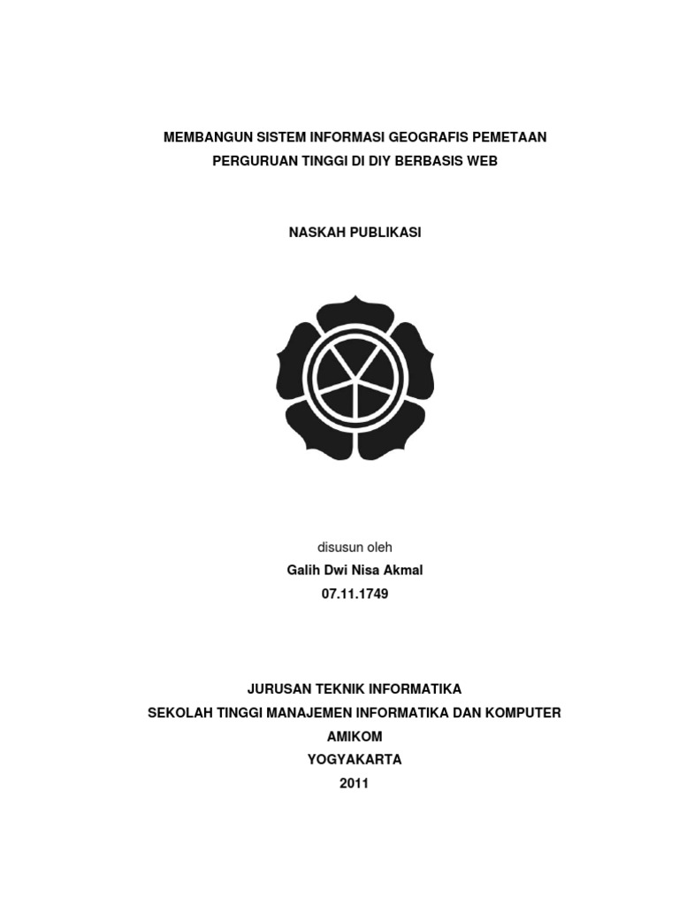 Membangun Sistem Informasi Geografis Pemetaan Perguruan Tinggi Di Diy Berbasis Web