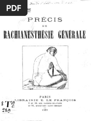 Le Filliatre Précis de Rachianesthésie Générale  PDF  Anesthésie 