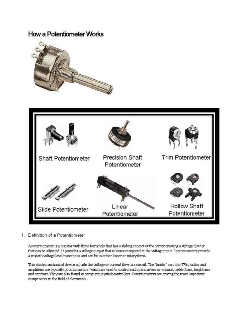 How A Potentiometer Works PDF Physical Quantities Equipment