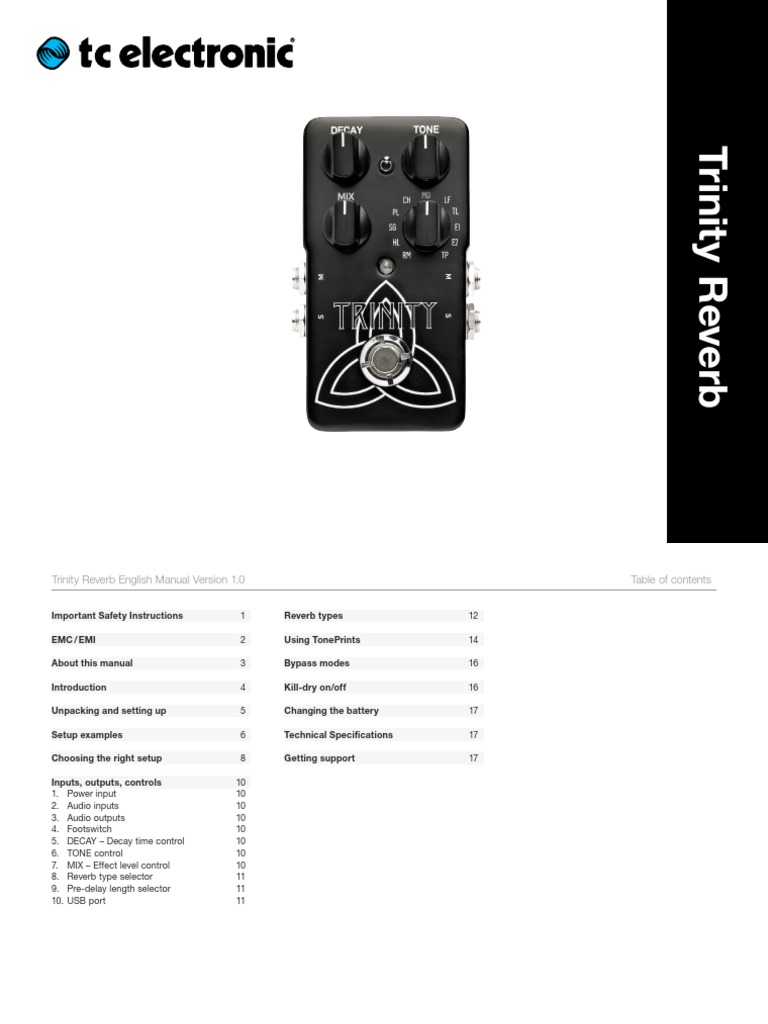 TC Electronic Trinity Reverb Manual English PDF Sound Electronics