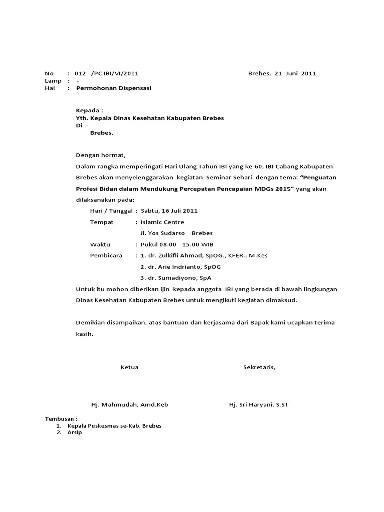 Contoh Surat Izin Dispensasi Detil Gambar Online