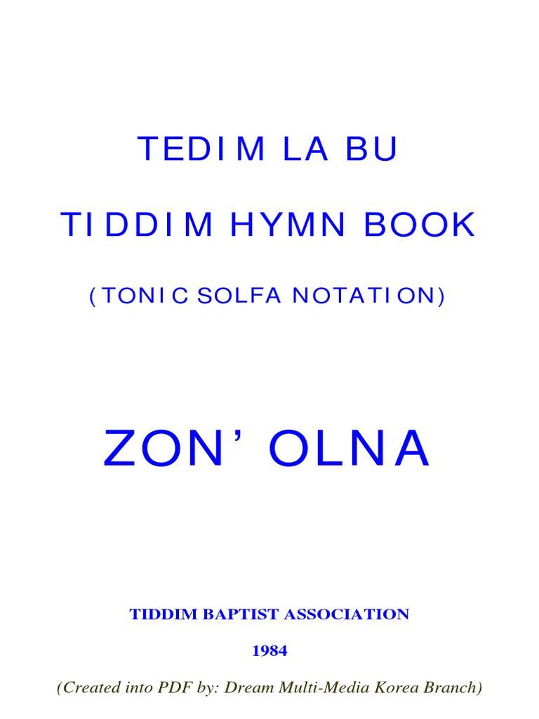 Tedim Labu (Tiddim Hymn Book) Tonic Solfa Notation Elements Of Music
