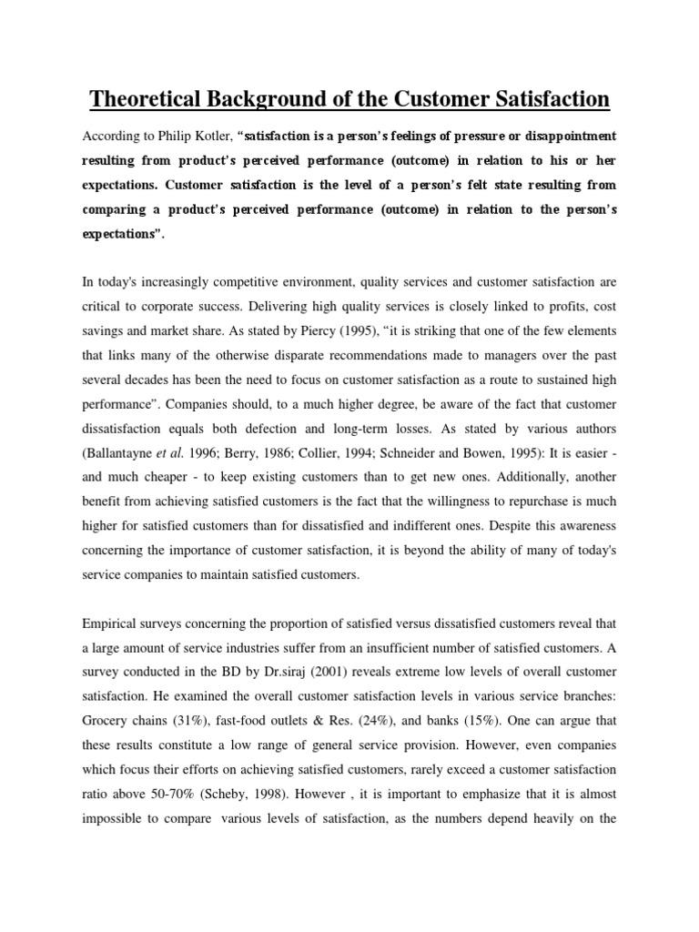 Theoretical Framework of Customer Satisfaction | PDF | Customer ...