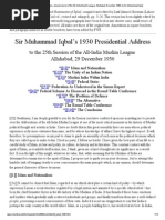Presidential Address, Annual Session of The All-India Muslim League, Allahabad, December 1930, by Sir Muhammad Iqbal