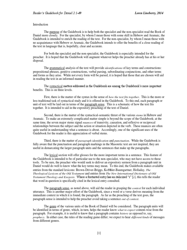 Reader S Guidebook For Daniel 2 1 49 Pdf Book Of Daniel Syntax