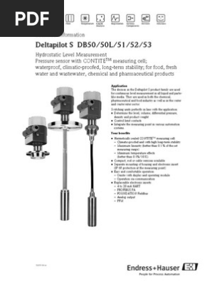 Endress Hauser Db50 2 Pressure Pressure Measurement