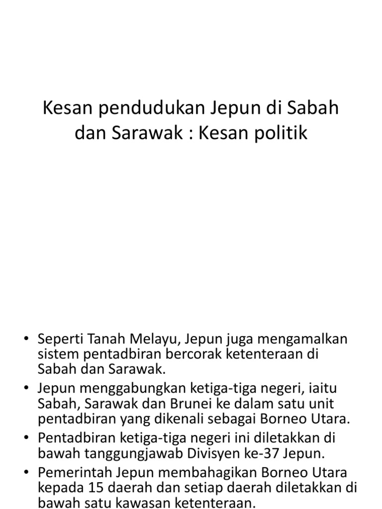 Kesan Pendudukan Jepun Di Sabah Dan Sarawak Pdf