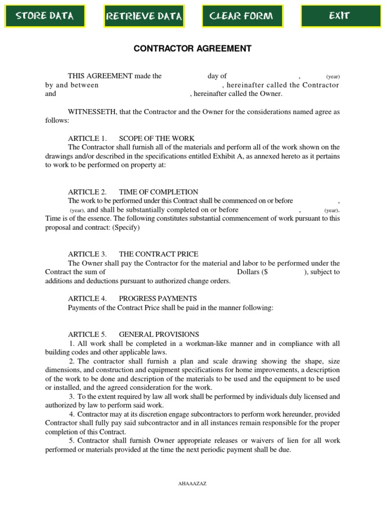 Contractor Agreement | PDF