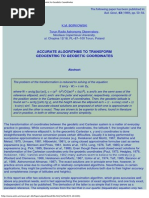 1 Accurate Algorithms To Transform Geocentric To Geodetic Coordinates (Borkowski 1989)