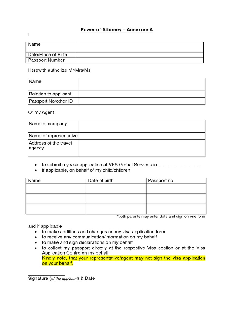 Power-of-Attorney - Annexure A | PDF