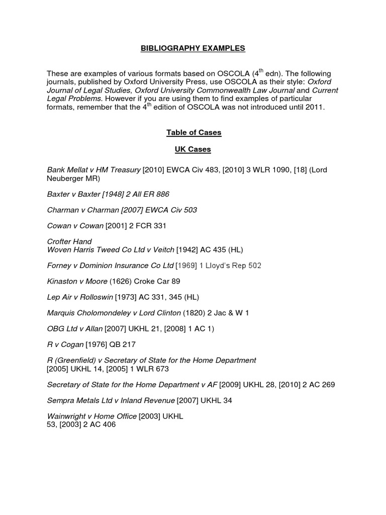 Example oscola bibliography virtue public law