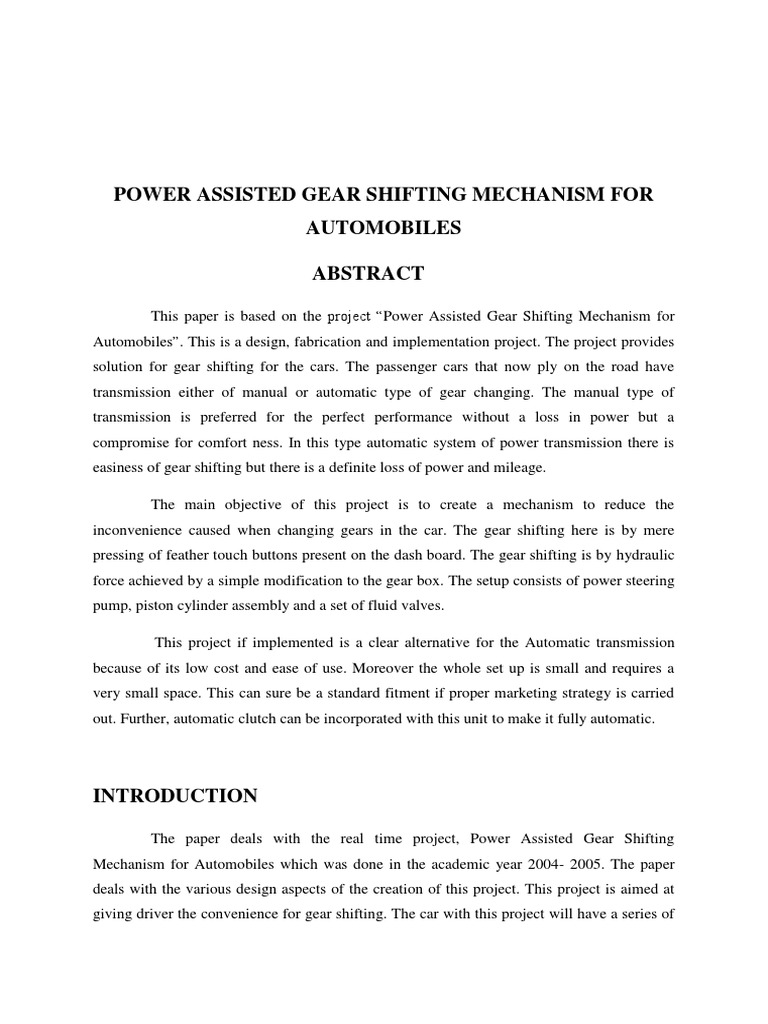 Automatic Gear Shift Mechanism PDF Transmission (Mechanics