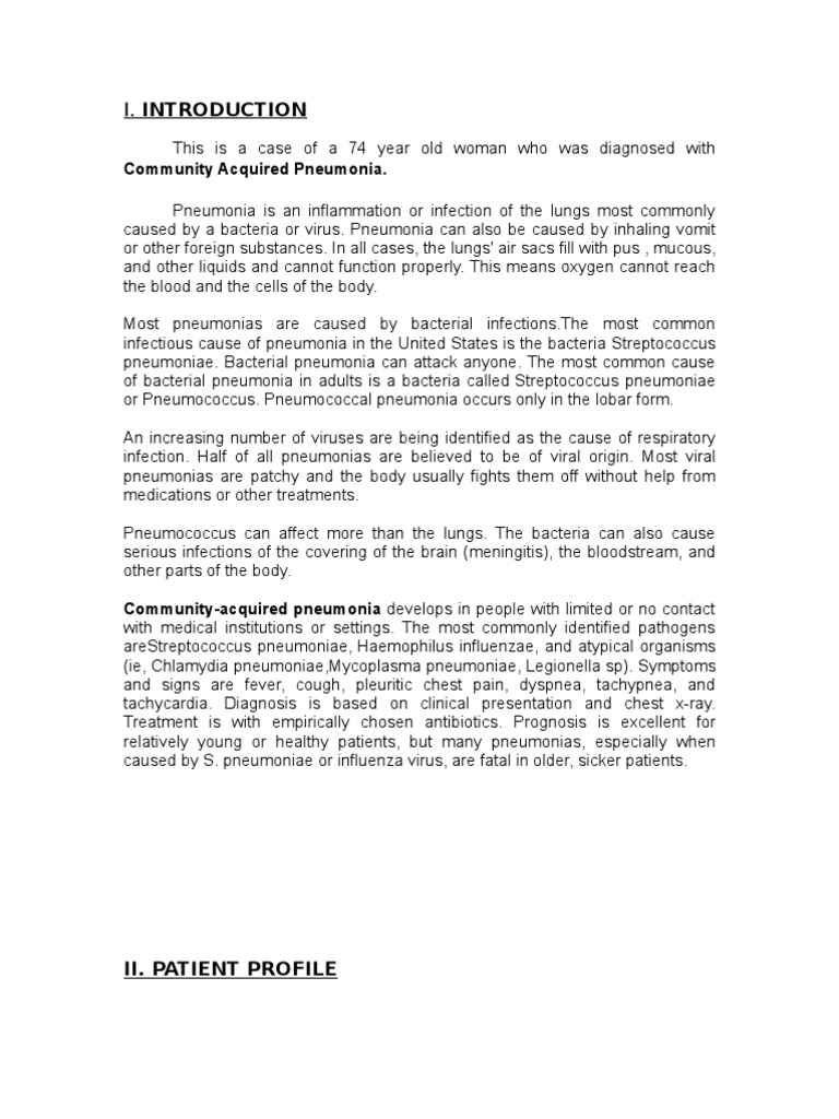 Sample case study for pneumonia picture