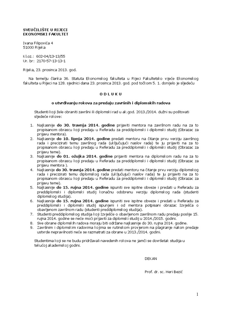 Rok Za Predaju Radova EFRI | PDF