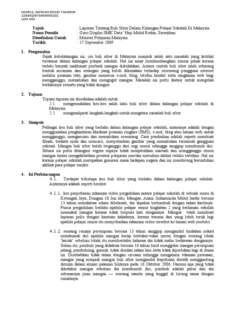 Laporan Kes Buli Siber Pdf