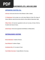 Events Appointments Etc.: Nov-Dec 2008