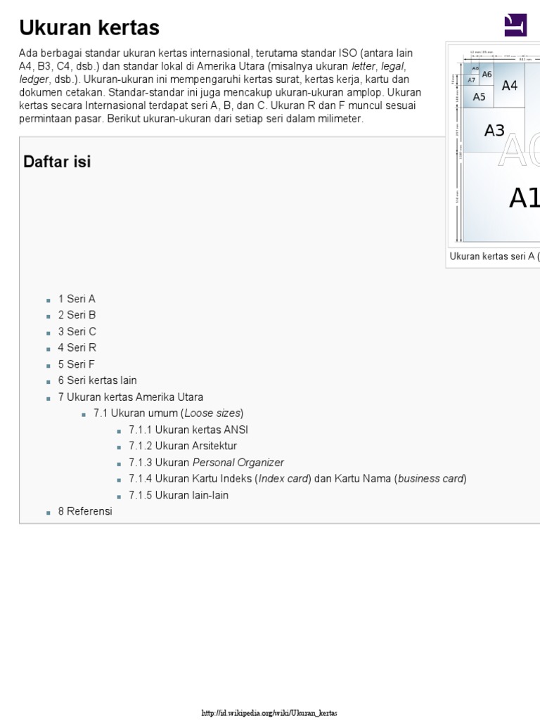 Ukuran Kertas Wikipedia Bahasa Indonesia Ensiklopedia Bebas