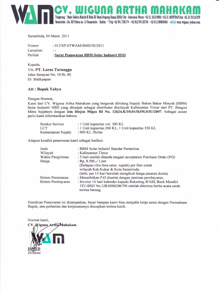 Contoh Surat Permohonan Invoice