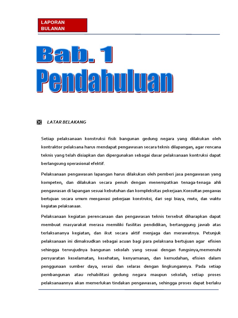 Contoh Laporan Bulanan Konsultan Pengawas Jalan Seputar