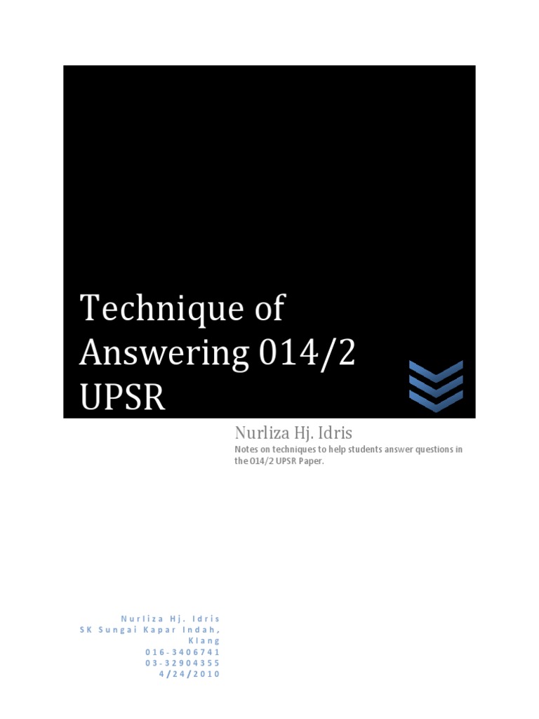 Exam Answering Techniques - English Paper 2 UPSR | PDF | Grammatical ...