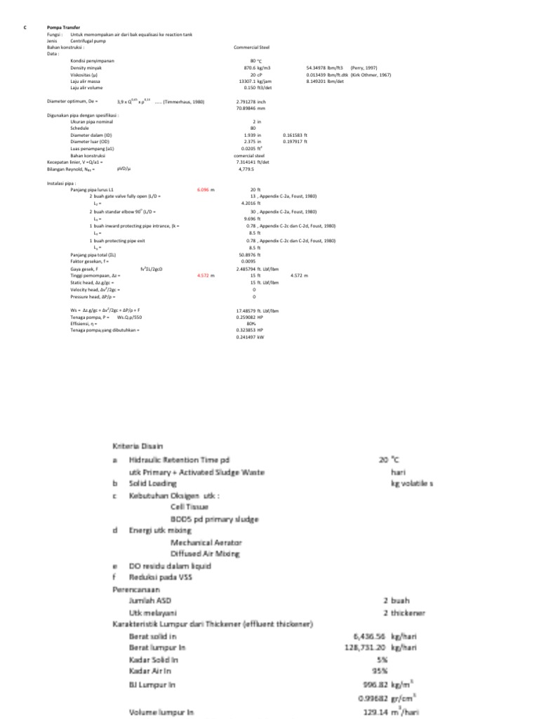 Pump and Aeration Tank Sizing | PDF