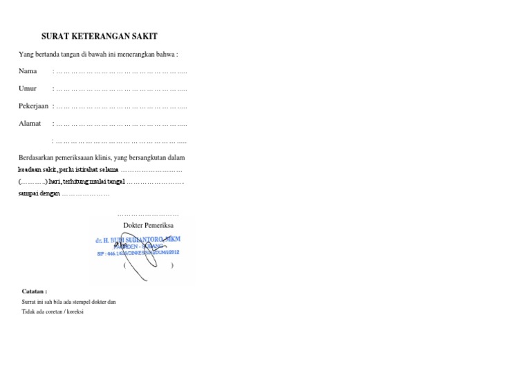 Surat Keterangan Sakit Pagaden