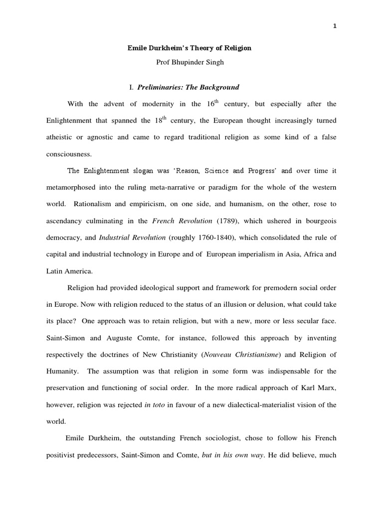 Emile Durkheim's Theory of Religion | PDF | Émile Durkheim | Positivism
