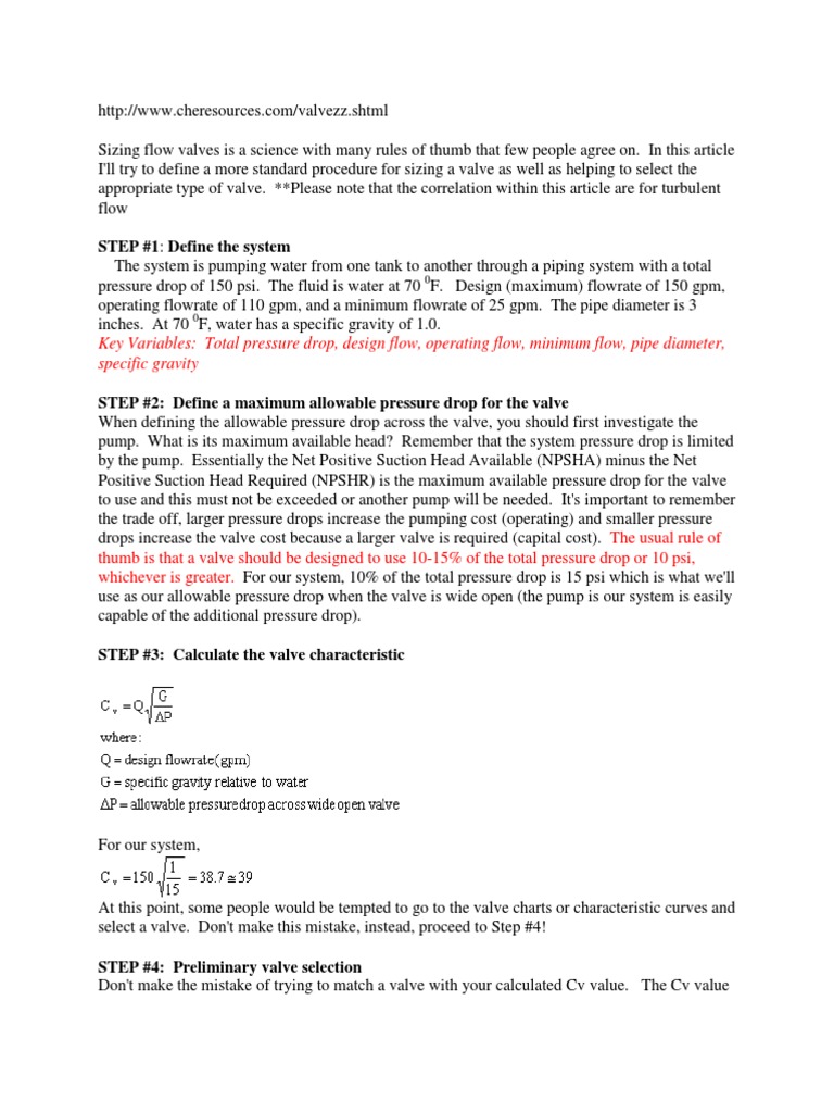 Valve Sizing and Selection Guide | PDF | Valve | Pressure