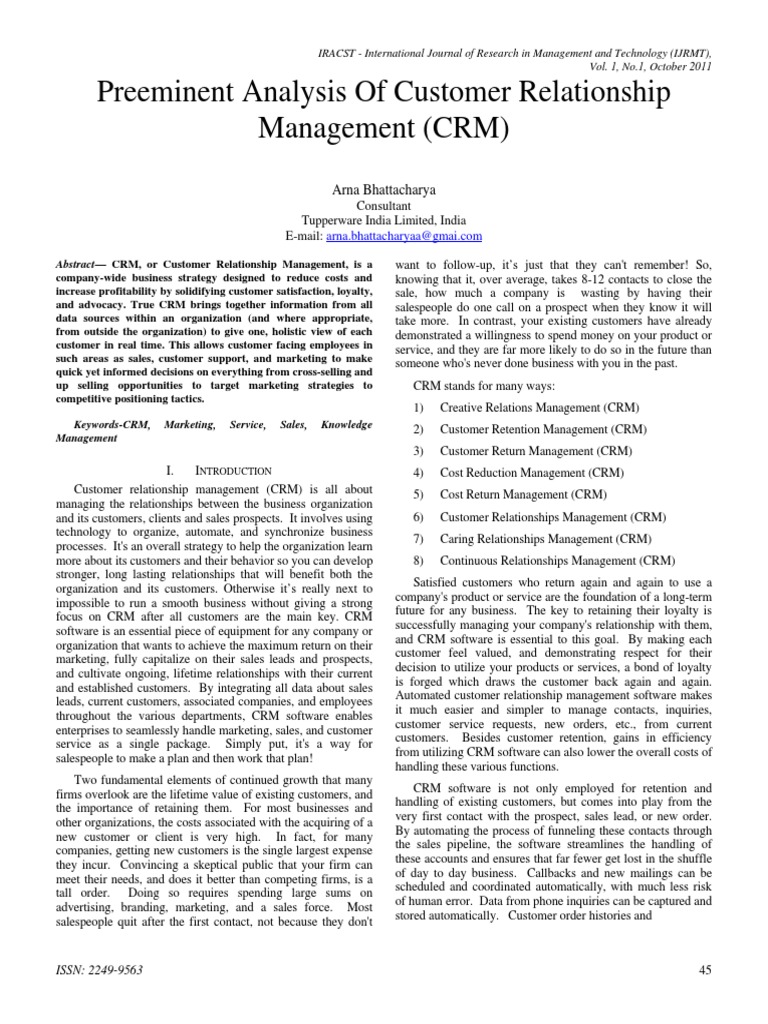 Customer Relationship Management Insights | PDF | Customer Relationship ...