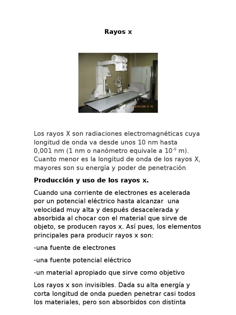 Rayos X. | PDF | Rayo X | Electromagnetismo