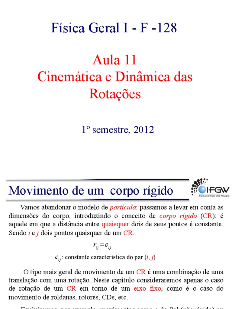Cinemática e Dinamica das Rotações