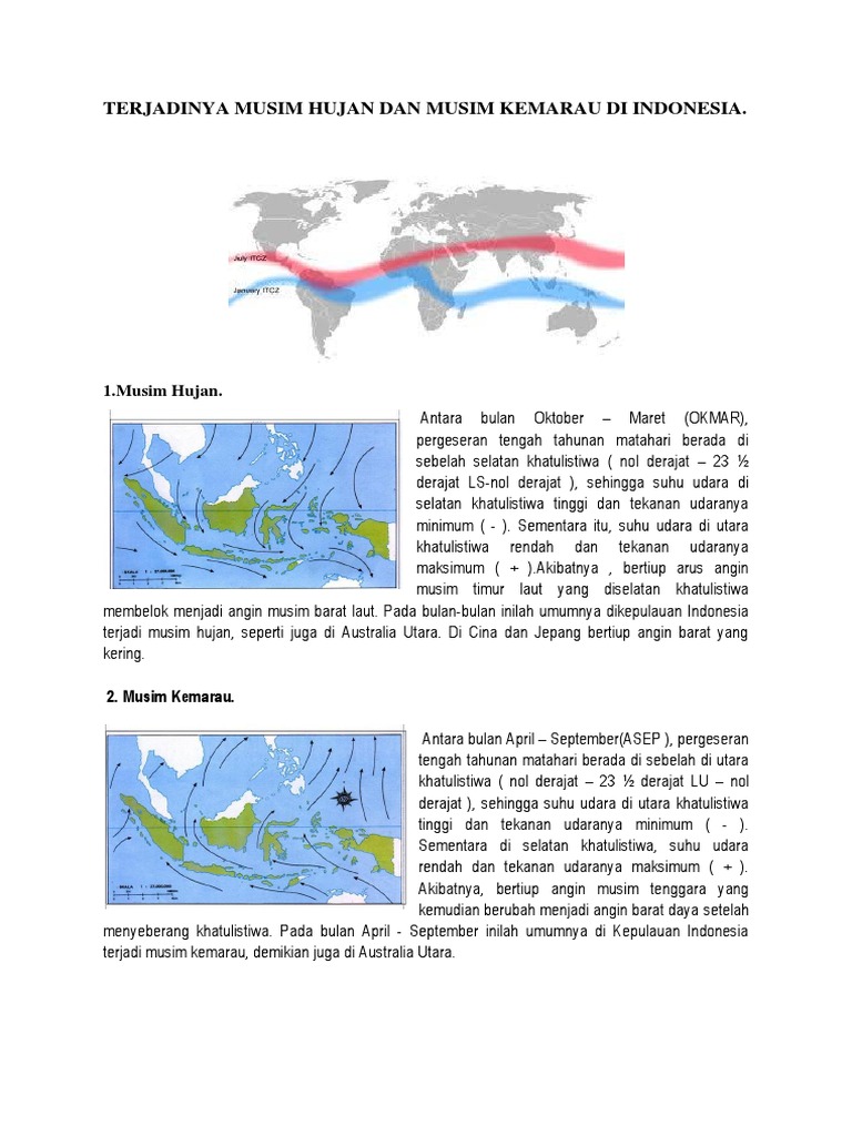 Terjadinya Musim Hujan Dan Musim Kemarau Di Indonesia