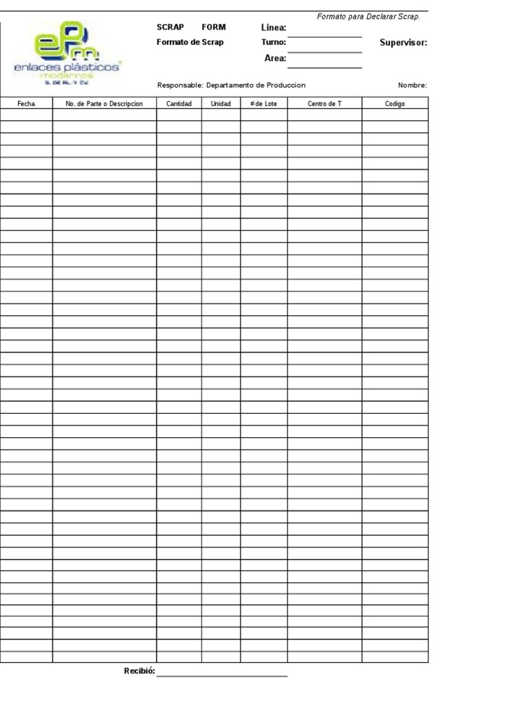Formato para Declarar Scrap
