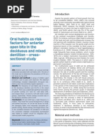 Oral Habits as Risk Factors for Anterior Open Bite in the Deciduous and Mixed Dentition - Cross Sectional Study