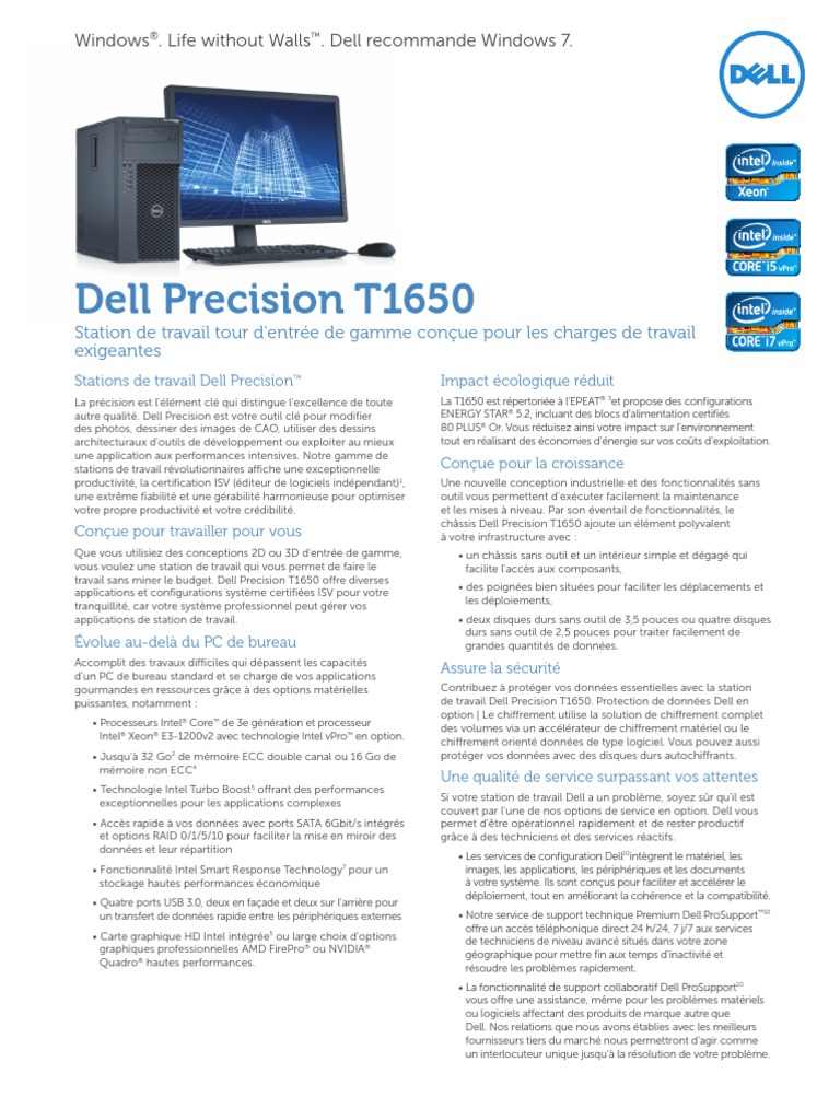 Dell Precision t1650 Spec Sheet Fr 1 USB Dell